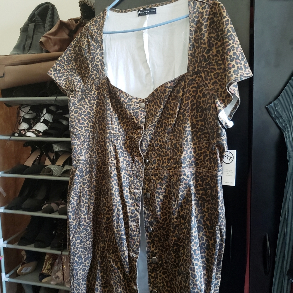 Fashion to Figure Leopard Denim Dress